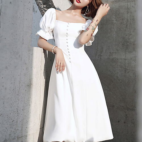A-Line Scoop Neck Knee Length Spandex Vintage / White Holiday / Cocktail Party Dress with Buttons 2020
A-Line Scoop Neck Knee Length Spandex Vintage / White Holiday / Cocktail Party Dress with Buttons 2020
