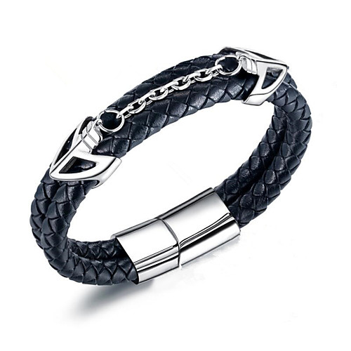 Men's Chain Bracelet Leather Bracelet Braided Fashion Fashion Leather Bracelet Jewelry Black / Silver For Party Evening Gift / Titanium Steel
Men's Chain Bracelet Leather Bracelet Braided Fashion Fashion Leather Bracelet Jewelry Black / Silver For Party Evening Gift / Titanium Steel