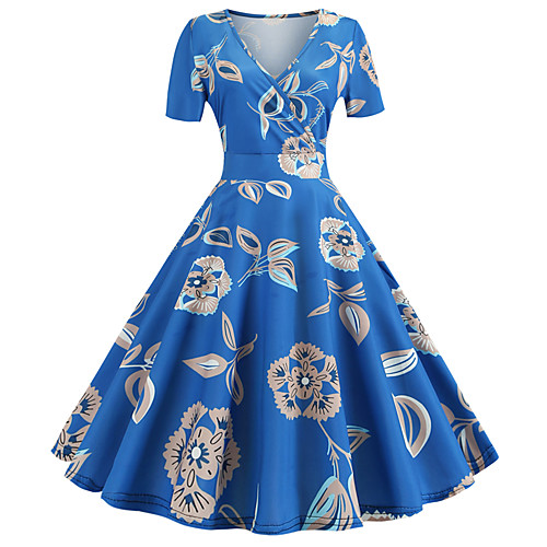 Women's Blue Dress Vintage Style Active Party Daily Swing Print Deep V Patchwork Print S M / Cotton
Women's Blue Dress Vintage Style Active Party Daily Swing Print Deep V Patchwork Print S M / Cotton