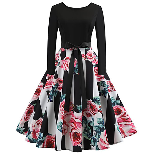 Women's Black Dress Cute Street chic Party Daily Swing Striped Floral Patchwork Print S M / Cotton
Women's Black Dress Cute Street chic Party Daily Swing Striped Floral Patchwork Print S M / Cotton