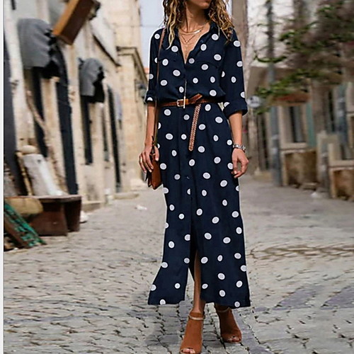 Women's Maxi Army Green Red Dress Maxi Dress Spring A Line Shift Polka Dot Shirt Collar S M
Women's Maxi Army Green Red Dress Maxi Dress Spring A Line Shift Polka Dot Shirt Collar S M