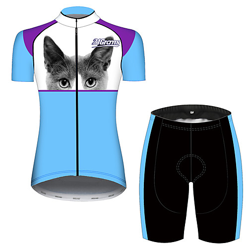 21Grams Women's Short Sleeve Cycling Jersey with Shorts Blue / White Cat Animal Bike Clothing Suit Breathable 3D Pad Quick Dry Ultraviolet Resistant Sweat-wicking Sports Cat Mountain Bike MTB Road
21Grams Women's Short Sleeve Cycling Jersey with Shorts Blue / White Cat Animal Bike Clothing Suit Breathable 3D Pad Quick Dry Ultraviolet Resistant Sweat-wicking Sports Cat Mountain Bike MTB Road