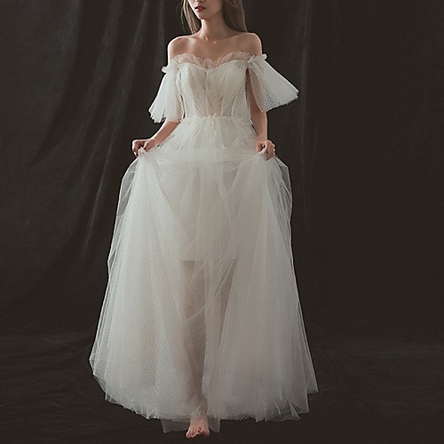 A-Line Strapless Floor Length Tulle Short Sleeve Formal Wedding Dresses with Cascading Ruffles 2020
A-Line Strapless Floor Length Tulle Short Sleeve Formal Wedding Dresses with Cascading Ruffles 2020