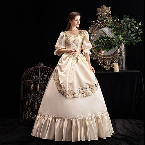 Maria Antonietta Vintage Rococo Medieval Winter Dress Party Costume Masquerade Women's Sequins Sequin Costume Champagne Vintage Cosplay Party Masquerade 3/4-Length Sleeve Floor Length Ball Gown
Maria Antonietta Vintage Rococo Medieval Winter Dress Party Costume Masquerade Women's Sequins Sequin Costume Champagne Vintage Cosplay Party Masquerade 3/4-Length Sleeve Floor Length Ball Gown