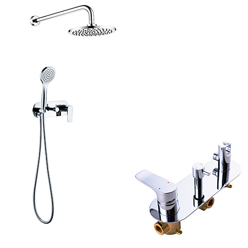 Rainfall Shower System Set - Handshower Included Rainfall Shower Contemporary Chrome Wall Mounted Brass Valve Bath Shower Mixer Taps with ABS Plastic Shower Head
Rainfall Shower System Set - Handshower Included Rainfall Shower Contemporary Chrome Wall Mounted Brass Valve Bath Shower Mixer Taps with ABS Plastic Shower Head