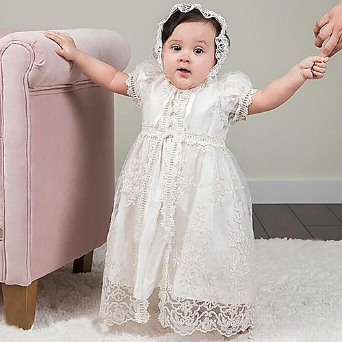 A-Line Floor Length Event / Party Christening Gowns - Polyester Short Sleeve Jewel Neck with Lace / Appliques
A-Line Floor Length Event / Party Christening Gowns - Polyester Short Sleeve Jewel Neck with Lace / Appliques