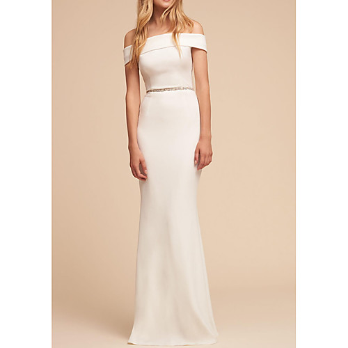 Sheath / Column Off Shoulder Floor Length Polyester Elegant / White Engagement / Formal Evening Dress with Sleek / Beading 2020
Sheath / Column Off Shoulder Floor Length Polyester Elegant / White Engagement / Formal Evening Dress with Sleek / Beading 2020