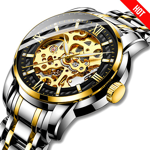 BIDEN Men's Mechanical Watch Automatic self-winding Formal Style Sporty Stainless Steel Black / Silver / Gold 30 m Water Resistant / Waterproof Hollow Engraving Casual Watch Analog Luxury Classic -
BIDEN Men's Mechanical Watch Automatic self-winding Formal Style Sporty Stainless Steel Black / Silver / Gold 30 m Water Resistant / Waterproof Hollow Engraving Casual Watch Analog Luxury Classic -