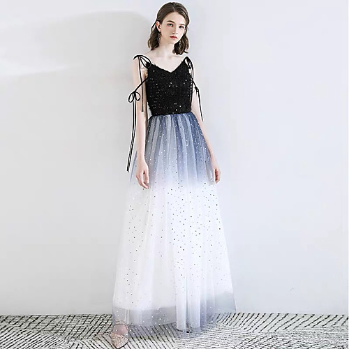 A-Line V Neck Floor Length Lace / Satin / Tulle White / Blue Engagement / Formal Evening Dress with Sequin 2020
A-Line V Neck Floor Length Lace / Satin / Tulle White / Blue Engagement / Formal Evening Dress with Sequin 2020