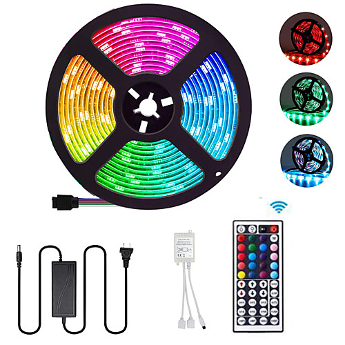 5m Flexible LED Light Strips / Light Sets / RGB Strip Lights 300 LEDs SMD5050 10mm 1 44Keys Remote Controller / 1 X 12V 5A Power Supply 1 set Multi Color Waterproof / Cuttable / Party 12 V
5m Flexible LED Light Strips / Light Sets / RGB Strip Lights 300 LEDs SMD5050 10mm 1 44Keys Remote Controller / 1 X 12V 5A Power Supply 1 set Multi Color Waterproof / Cuttable / Party 12 V