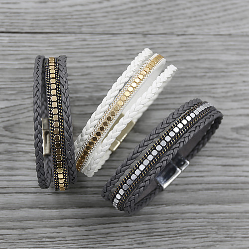 Women's Bracelet Bangles Wrap Bracelet Leather Bracelet Retro Vintage Theme Simple Basic European Casual / Sporty Folk Style Rhinestone Bracelet Jewelry White / Silver / Black For Daily School Date
Women's Bracelet Bangles Wrap Bracelet Leather Bracelet Retro Vintage Theme Simple Basic European Casual / Sporty Folk Style Rhinestone Bracelet Jewelry White / Silver / Black For Daily School Date