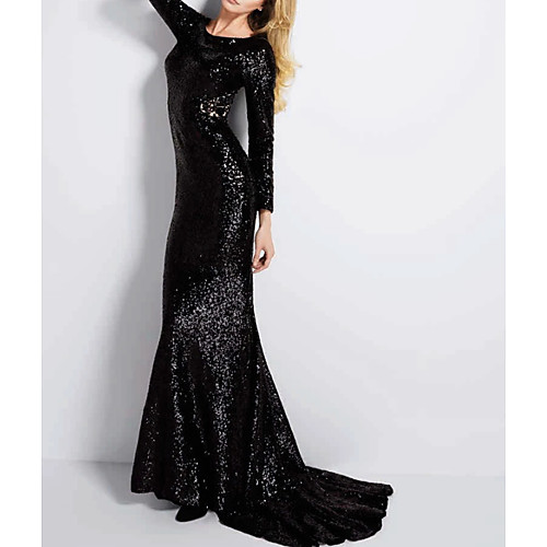 Mermaid / Trumpet Jewel Neck Sweep / Brush Train Polyester Sparkle / Black Party Wear / Formal Evening Dress with Sequin 2020
Mermaid / Trumpet Jewel Neck Sweep / Brush Train Polyester Sparkle / Black Party Wear / Formal Evening Dress with Sequin 2020