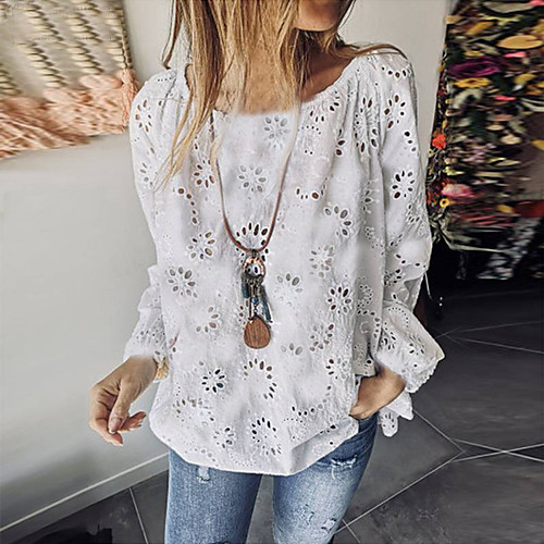 Women's Daily Loose T-shirt - Solid Colored Lace / Embroidery / Hollow Yellow
Women's Daily Loose T-shirt - Solid Colored Lace / Embroidery / Hollow Yellow