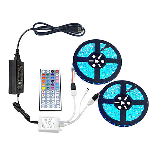 2x5M Flexible LED Light Strips / Light Sets / RGB Strip Lights 600 LEDs SMD5050 10mm 1 44Keys Remote Controller / 1 x 10A power adapter 1 set Multi Color Cuttable / Party / Decorative 85-265 V
2x5M Flexible LED Light Strips / Light Sets / RGB Strip Lights 600 LEDs SMD5050 10mm 1 44Keys Remote Controller / 1 x 10A power adapter 1 set Multi Color Cuttable / Party / Decorative 85-265 V