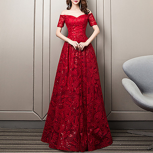 A-Line Sweetheart Neckline Floor Length Lace Floral / Red Formal Evening / Wedding Guest Dress with Sequin / Embroidery 2020
A-Line Sweetheart Neckline Floor Length Lace Floral / Red Formal Evening / Wedding Guest Dress with Sequin / Embroidery 2020