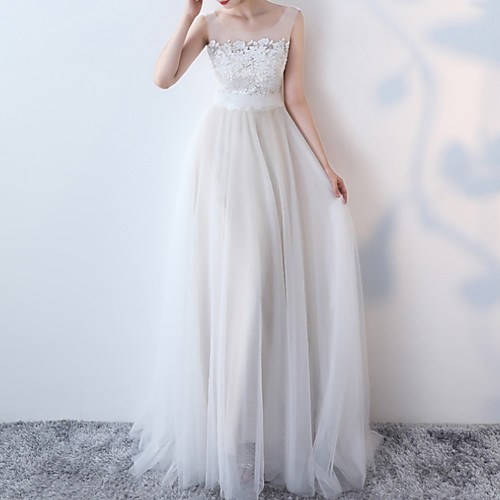 A-Line Jewel Neck Sweep / Brush Train Lace Sleeveless Beach / Boho Wedding Dresses with Lace Insert / Appliques 2020
A-Line Jewel Neck Sweep / Brush Train Lace Sleeveless Beach / Boho Wedding Dresses with Lace Insert / Appliques 2020