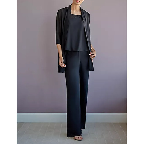 Pantsuit / Jumpsuit Jewel Neck Floor Length Polyester 3/4 Length Sleeve Elegant Mother of the Bride Dress with Sequin Mother's Day 2020
Pantsuit / Jumpsuit Jewel Neck Floor Length Polyester 3/4 Length Sleeve Elegant Mother of the Bride Dress with Sequin Mother's Day 2020