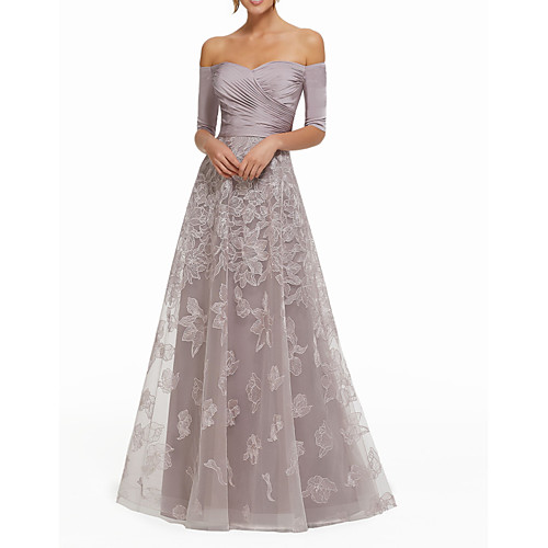 A-Line Off Shoulder Floor Length Lace Sexy / Purple Wedding Guest / Formal Evening Dress with Ruched / Appliques 2020
A-Line Off Shoulder Floor Length Lace Sexy / Purple Wedding Guest / Formal Evening Dress with Ruched / Appliques 2020