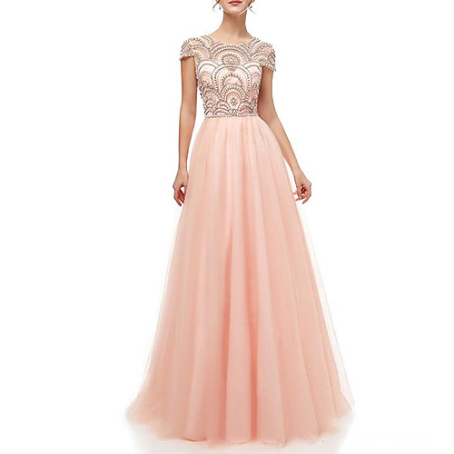 A-Line Jewel Neck Floor Length Polyester Luxurious / Pink Engagement / Formal Evening Dress with Crystals / Beading 2020
A-Line Jewel Neck Floor Length Polyester Luxurious / Pink Engagement / Formal Evening Dress with Crystals / Beading 2020