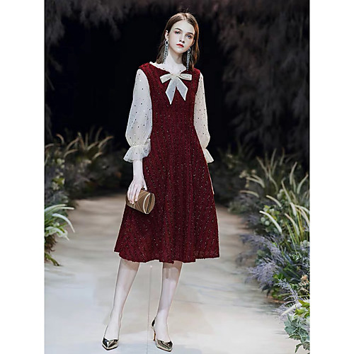 A-Line Jewel Neck Knee Length Lace / Satin Vintage / Red Wedding Guest / Cocktail Party Dress with Bow(s) / Sequin 2020
A-Line Jewel Neck Knee Length Lace / Satin Vintage / Red Wedding Guest / Cocktail Party Dress with Bow(s) / Sequin 2020