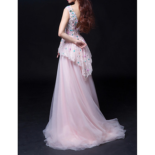 A-Line Illusion Neck Sweep / Brush Train Polyester Peplum / Pink Engagement / Prom Dress with Pleats / Beading / Appliques 2020
A-Line Illusion Neck Sweep / Brush Train Polyester Peplum / Pink Engagement / Prom Dress with Pleats / Beading / Appliques 2020