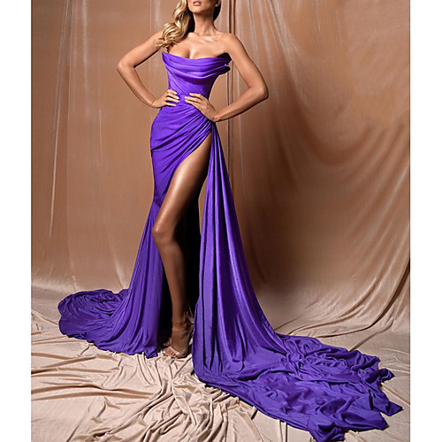 A-Line Strapless Court Train Polyester Sexy / Purple Engagement / Formal Evening Dress with Pleats / Draping / Split 2020
A-Line Strapless Court Train Polyester Sexy / Purple Engagement / Formal Evening Dress with Pleats / Draping / Split 2020