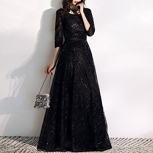 A-Line Jewel Neck Floor Length Tulle / Sequined Glittering / Black Prom / Formal Evening Dress with Sequin / Embroidery 2020
A-Line Jewel Neck Floor Length Tulle / Sequined Glittering / Black Prom / Formal Evening Dress with Sequin / Embroidery 2020