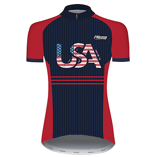 21Grams Women's Short Sleeve Cycling Jersey 100% Polyester Black / Red Stripes American / USA National Flag Bike Jersey Top Mountain Bike MTB Road Bike Cycling UV Resistant Breathable Quick Dry Sports
21Grams Women's Short Sleeve Cycling Jersey 100% Polyester Black / Red Stripes American / USA National Flag Bike Jersey Top Mountain Bike MTB Road Bike Cycling UV Resistant Breathable Quick Dry Sports
