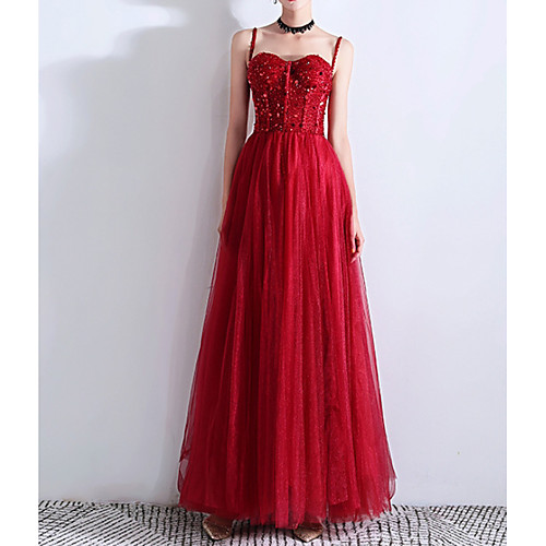 A-Line Spaghetti Strap Floor Length Polyester Sparkle / Red Wedding Guest / Prom Dress with Pleats / Sequin 2020
A-Line Spaghetti Strap Floor Length Polyester Sparkle / Red Wedding Guest / Prom Dress with Pleats / Sequin 2020