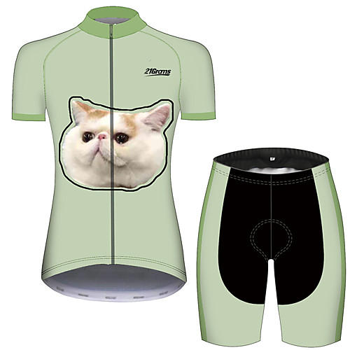 21Grams Women's Short Sleeve Cycling Jersey with Shorts Black / Green Cat Animal Bike Clothing Suit Breathable Quick Dry Ultraviolet Resistant Sweat-wicking Sports Cat Mountain Bike MTB Road Bike
21Grams Women's Short Sleeve Cycling Jersey with Shorts Black / Green Cat Animal Bike Clothing Suit Breathable Quick Dry Ultraviolet Resistant Sweat-wicking Sports Cat Mountain Bike MTB Road Bike