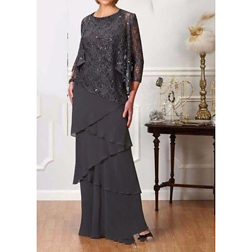 A-Line Jewel Neck Floor Length Chiffon 3/4 Length Sleeve Elegant Mother of the Bride Dress with Cascading Ruffles Mother's Day 2020
A-Line Jewel Neck Floor Length Chiffon 3/4 Length Sleeve Elegant Mother of the Bride Dress with Cascading Ruffles Mother's Day 2020