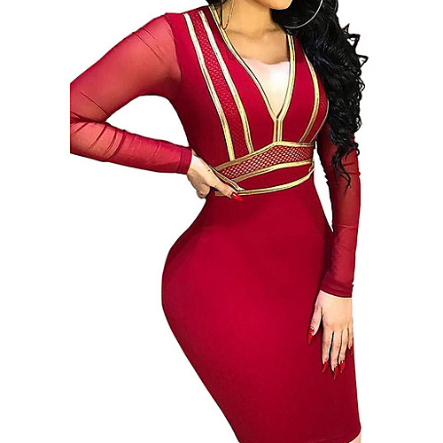 Women's Bodycon Dress - Long Sleeve Solid Color Elegant Slim Red S M L XL XXL
Women's Bodycon Dress - Long Sleeve Solid Color Elegant Slim Red S M L XL XXL