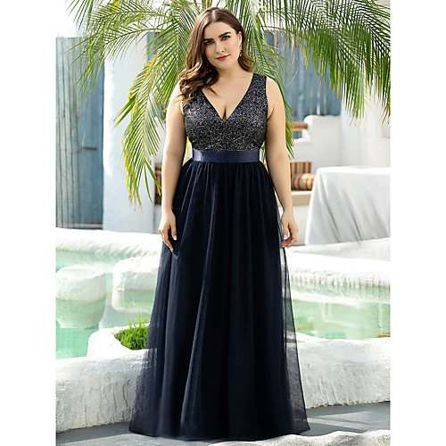 A-Line Mother of the Bride Dress Vintage Plus Size Plunging Neck Floor Length Tulle Sleeveless with Sequin 2020
A-Line Mother of the Bride Dress Vintage Plus Size Plunging Neck Floor Length Tulle Sleeveless with Sequin 2020