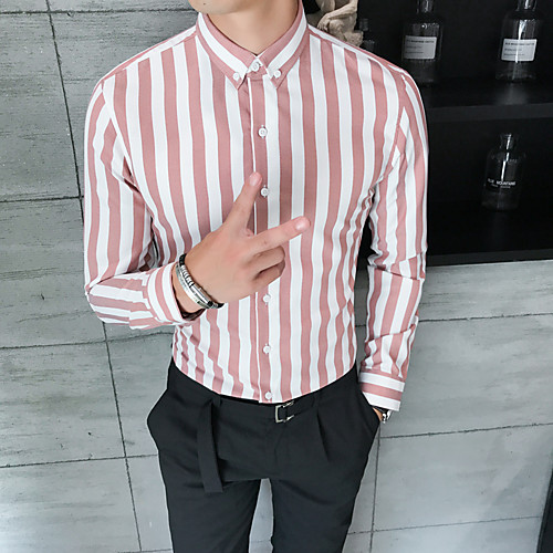 Men's Daily Going out Basic / Elegant Shirt - Striped / Color Block Blushing Pink
Men's Daily Going out Basic / Elegant Shirt - Striped / Color Block Blushing Pink