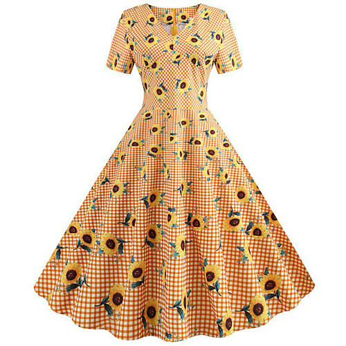 Women's Orange Dress Active Cute Party Daily Swing Floral Print Patchwork Print S M
Women's Orange Dress Active Cute Party Daily Swing Floral Print Patchwork Print S M