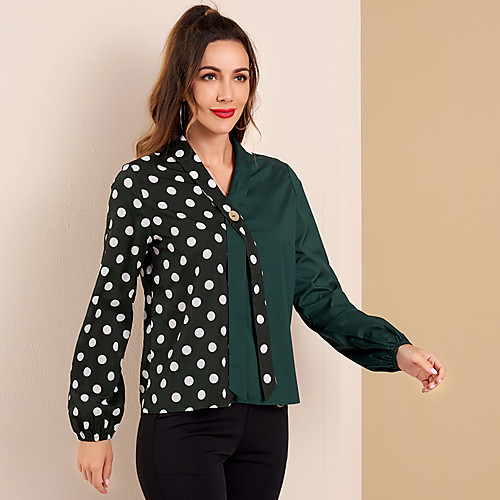 Women's Daily Work Elegant / Street chic Loose Shirt - Color Block Print Shirt Collar Green
Women's Daily Work Elegant / Street chic Loose Shirt - Color Block Print Shirt Collar Green