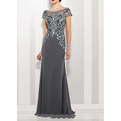 A-Line Jewel Neck Floor Length Chiffon / Lace Short Sleeve Elegant Mother of the Bride Dress with Lace / Appliques Mother's Day 2020
A-Line Jewel Neck Floor Length Chiffon / Lace Short Sleeve Elegant Mother of the Bride Dress with Lace / Appliques Mother's Day 2020
