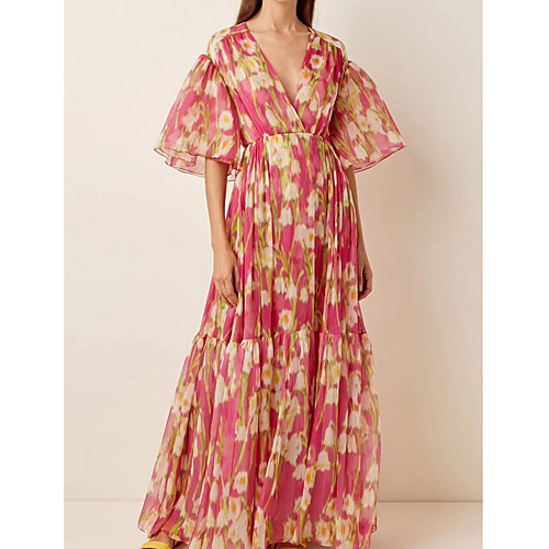 Pleats Pattern Print A-Line Floral Maxi Short Puff Balloon Sleeve Sleeve V Neck Floor Length Chiffon Holiday Prom Dress
Pleats Pattern Print A-Line Floral Maxi Short Puff Balloon Sleeve Sleeve V Neck Floor Length Chiffon Holiday Prom Dress