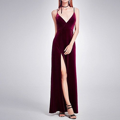 Sheath / Column Spaghetti Strap Floor Length Polyester Minimalist / Red Wedding Guest / Prom Dress with Split 2020
Sheath / Column Spaghetti Strap Floor Length Polyester Minimalist / Red Wedding Guest / Prom Dress with Split 2020