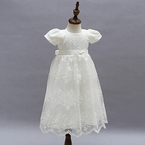 A-Line Floor Length First Communion Christening Gowns - Polyester Short Sleeve Jewel Neck with Lace / Bow(s)
A-Line Floor Length First Communion Christening Gowns - Polyester Short Sleeve Jewel Neck with Lace / Bow(s)
