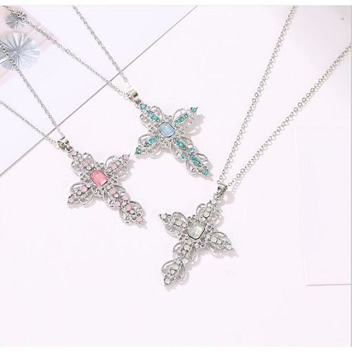 Women's Gold Blue Pink Cubic Zirconia Pendant Necklace Drop Cross Classic Ethnic Chrome Imitation Diamond Blushing Pink Gold Blue 45 cm Necklace Jewelry 1pc For Party Evening Formal Street Festival
Women's Gold Blue Pink Cubic Zirconia Pendant Necklace Drop Cross Classic Ethnic Chrome Imitation Diamond Blushing Pink Gold Blue 45 cm Necklace Jewelry 1pc For Party Evening Formal Street Festival