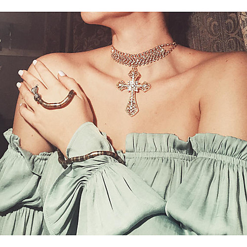 Women's Choker Necklace Necklace Cross European Chrome Imitation Diamond Gold Silver 309.5 cm Necklace Jewelry 1pc For Wedding Party Evening Formal Street Festival
Women's Choker Necklace Necklace Cross European Chrome Imitation Diamond Gold Silver 309.5 cm Necklace Jewelry 1pc For Wedding Party Evening Formal Street Festival