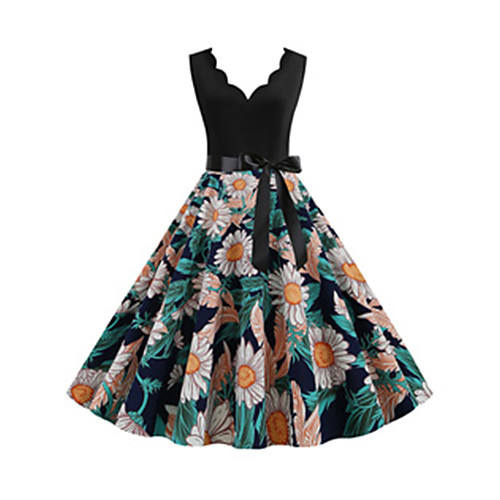 Women's Black & White Sheath Dress - Sleeveless Print Patchwork Print V Neck Vintage Style Daily Slim White Black S M L XL XXL
Women's Black & White Sheath Dress - Sleeveless Print Patchwork Print V Neck Vintage Style Daily Slim White Black S M L XL XXL