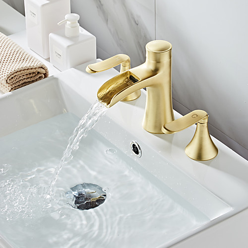 Bathroom Sink Faucet - Waterfall / Widespread Painted Finishes Widespread Two Handles Three HolesBath Taps
Bathroom Sink Faucet - Waterfall / Widespread Painted Finishes Widespread Two Handles Three HolesBath Taps