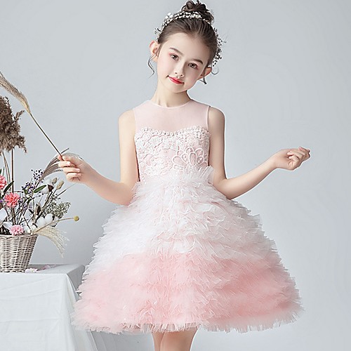 Ball Gown Knee Length Party / Pageant Flower Girl Dresses - Polyester Sleeveless Jewel Neck with Tier / Embroidery
Ball Gown Knee Length Party / Pageant Flower Girl Dresses - Polyester Sleeveless Jewel Neck with Tier / Embroidery
