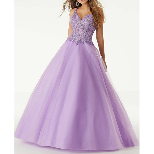 Ball Gown V Neck Floor Length Polyester / Lace Sexy / Purple Engagement / Prom Dress with Beading / Appliques 2020
Ball Gown V Neck Floor Length Polyester / Lace Sexy / Purple Engagement / Prom Dress with Beading / Appliques 2020