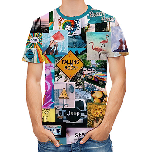 Men's Plus Size 3D Graphic Print T-shirt Rock Street chic Daily Club Round Neck Rainbow / Short Sleeve / Letter
Men's Plus Size 3D Graphic Print T-shirt Rock Street chic Daily Club Round Neck Rainbow / Short Sleeve / Letter