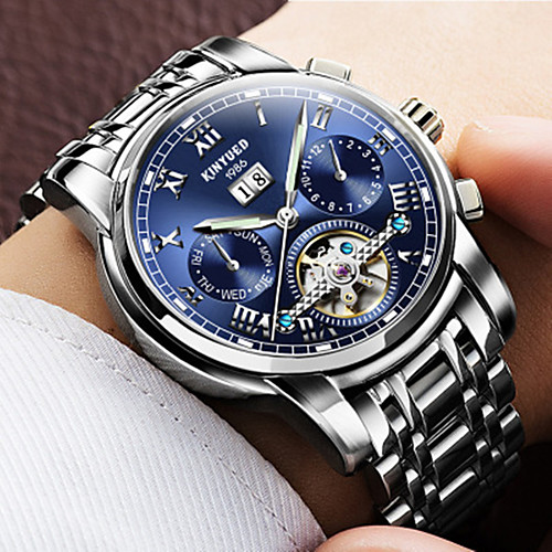 Men's Mechanical Watch Swiss Automatic self-winding Formal Style Stylish Stainless Steel Black / Silver 30 m Water Resistant / Waterproof Calendar / date / day New Design Analog Fashion - Black 
Men's Mechanical Watch Swiss Automatic self-winding Formal Style Stylish Stainless Steel Black / Silver 30 m Water Resistant / Waterproof Calendar / date / day New Design Analog Fashion - Black