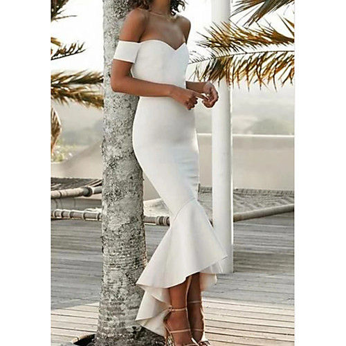 Mermaid / Trumpet Sweetheart Neckline Asymmetrical Satin Sexy / White Engagement / Cocktail Party Dress with Ruffles 2020
Mermaid / Trumpet Sweetheart Neckline Asymmetrical Satin Sexy / White Engagement / Cocktail Party Dress with Ruffles 2020