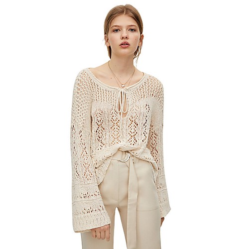 Women's Solid Colored Long Sleeve Pullover Sweater Jumper, V Neck Beige S / M / L
Women's Solid Colored Long Sleeve Pullover Sweater Jumper, V Neck Beige S / M / L